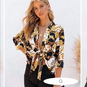 Vici Bianchi Print Tie Blouse